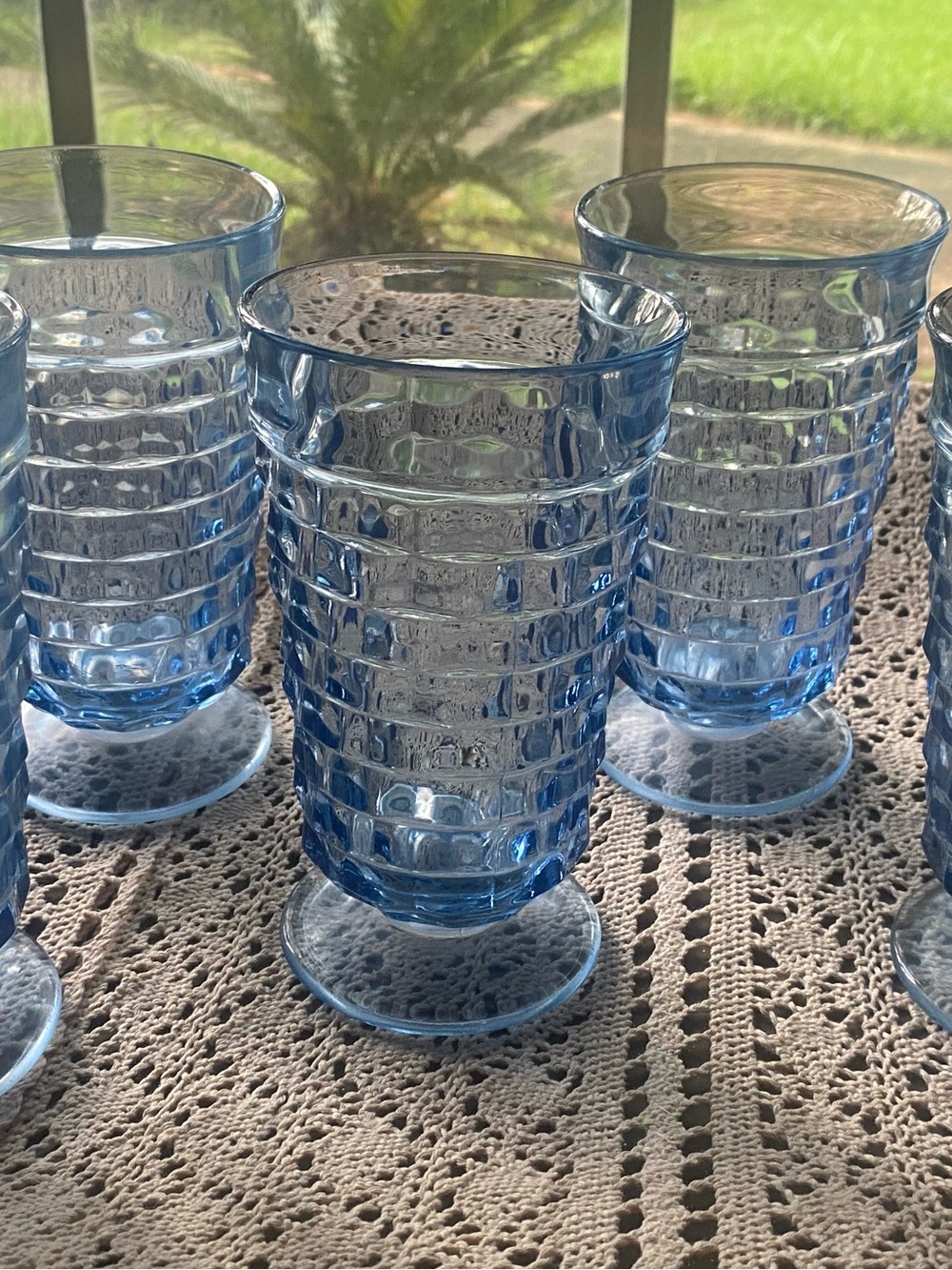 Indiana Glass Blue ‘Whitehall’ Footed Ice Tea Tumblers - Set of 5